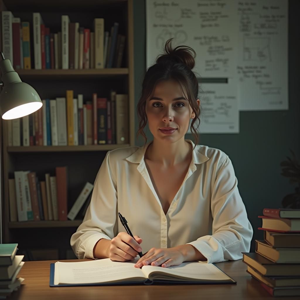 Professor in Book Filled Room, Digital Art