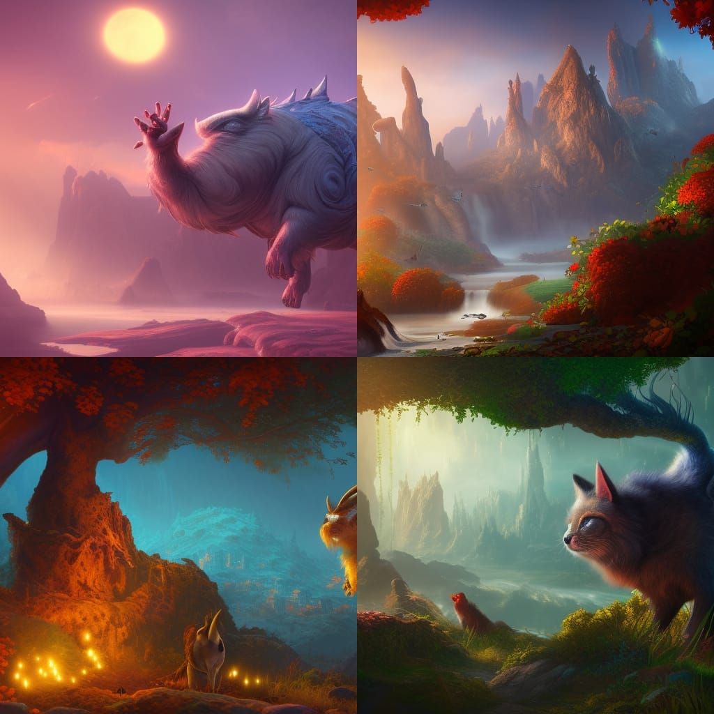 Cute Animals in Detailed Fantasy Art