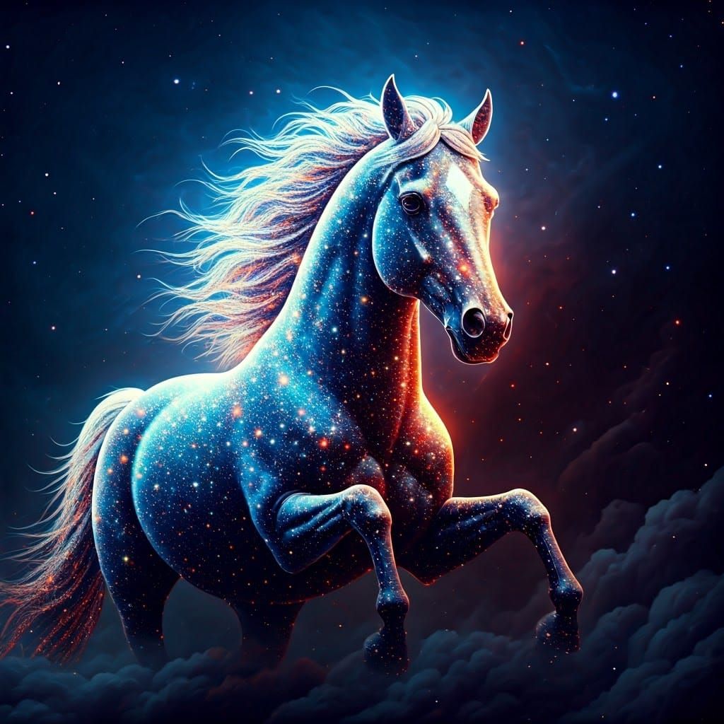 Nebula Horse in Celestial Starscape