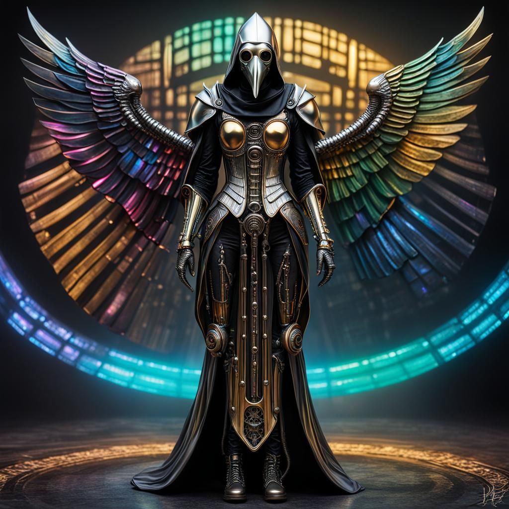 Cyberpunk Plague Doctor in Giger Style