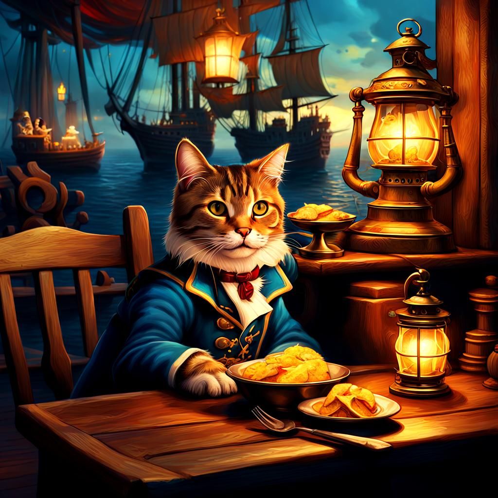 Pirate Pets Plotting Conquest: A Fantasy Illustration