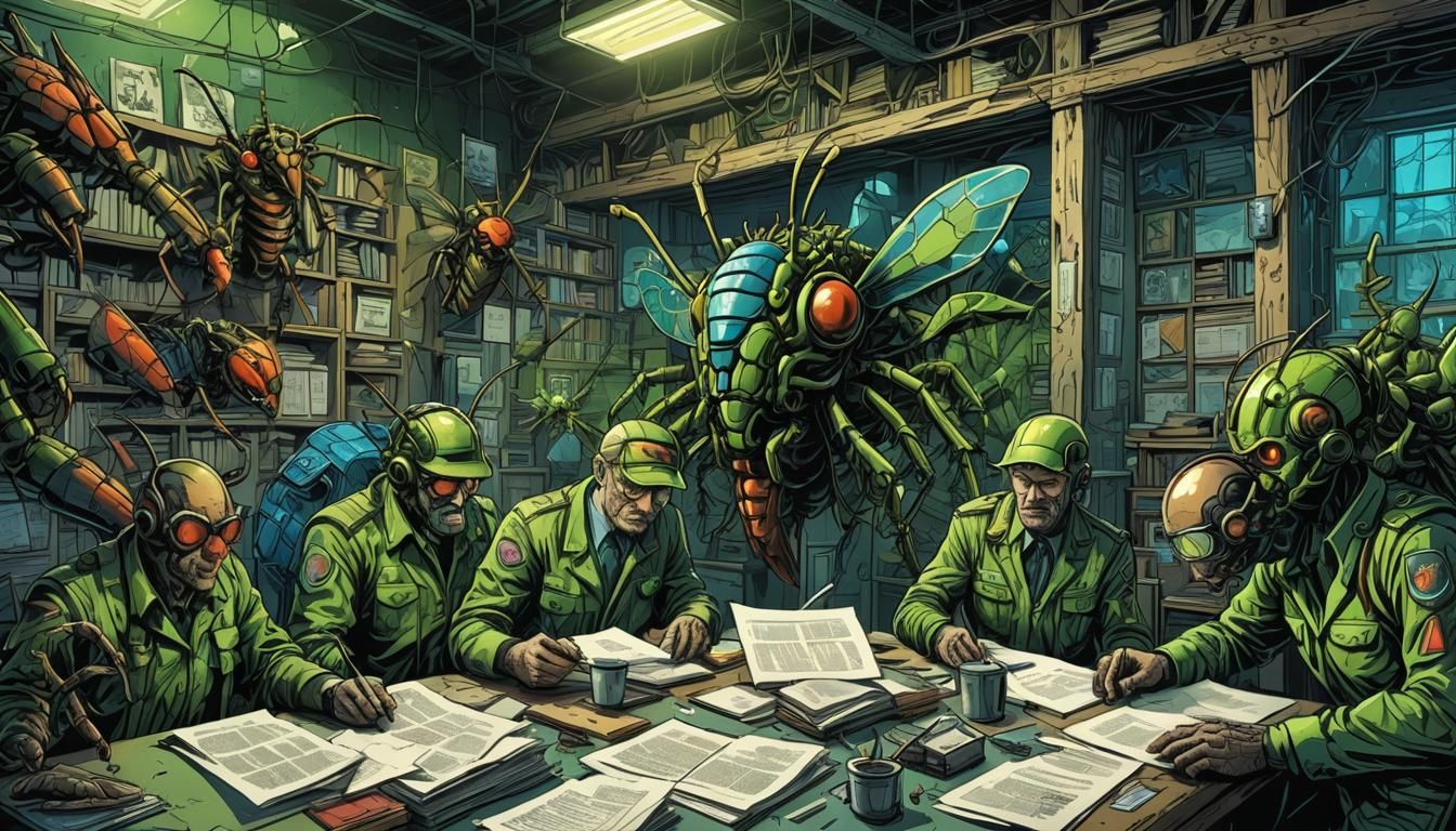 Chernobyl's Insect Officials in Polish Comic Style