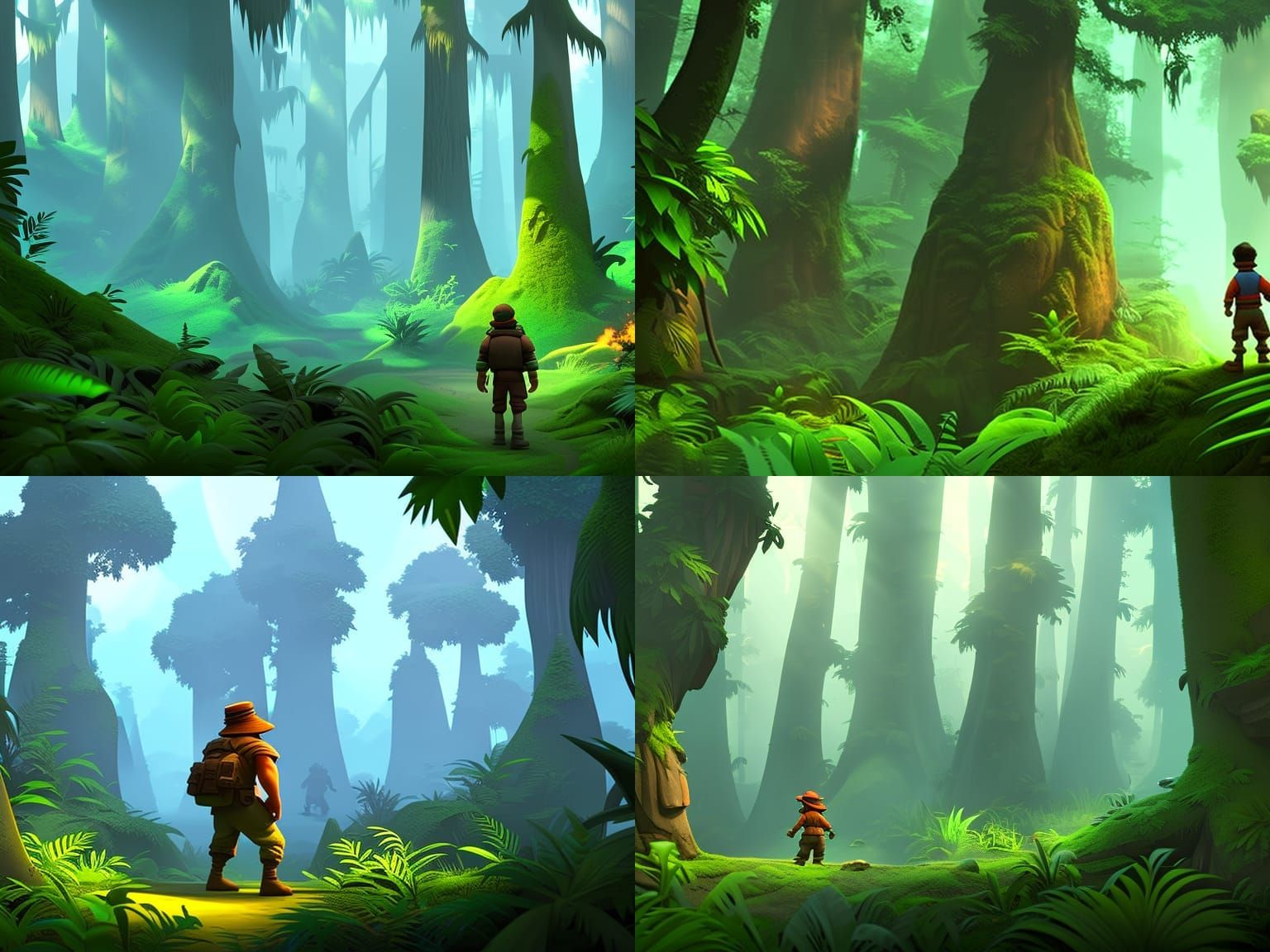 Jungle Explorer and Bigfoot: 3D Digital Art