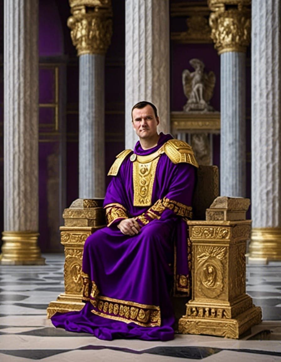 Roman Emperor Portrait in Ancient Palace Setting
