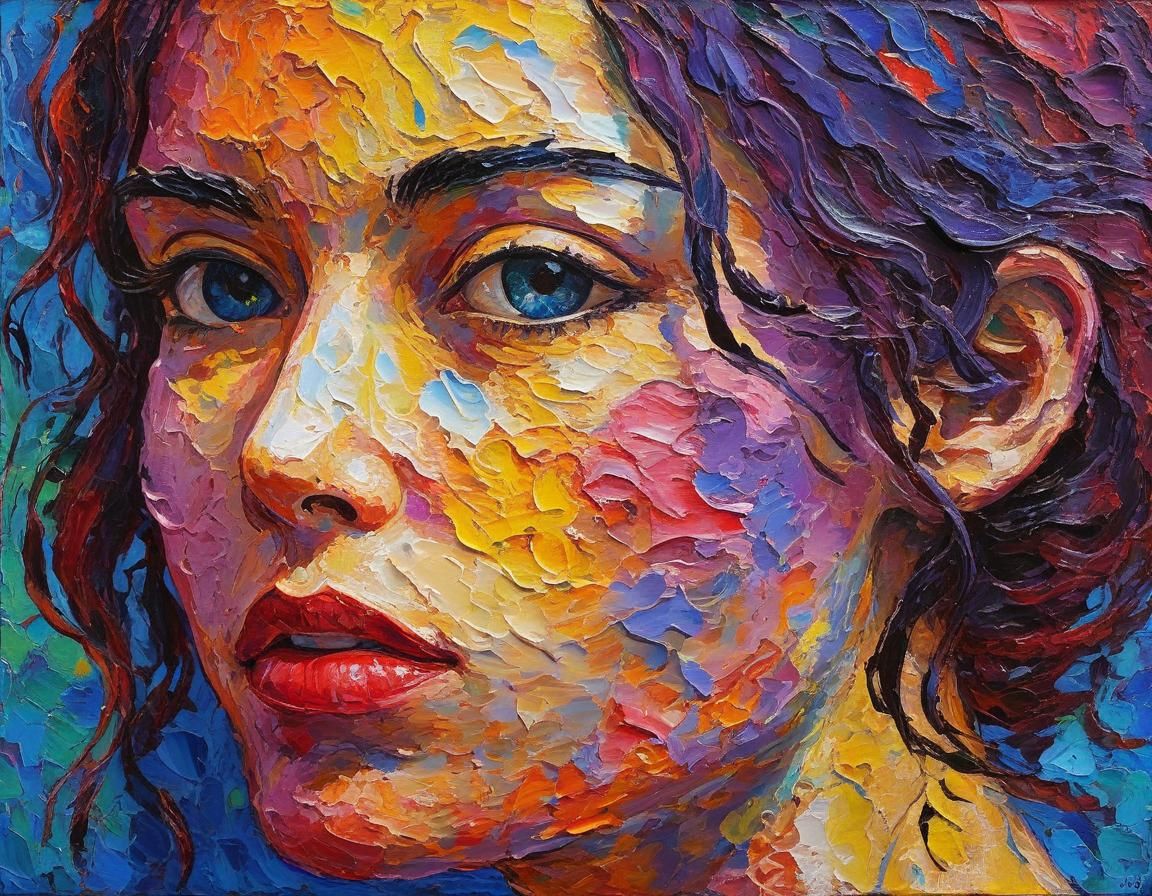 Abstract Portrait in Neo-Impressionist Style