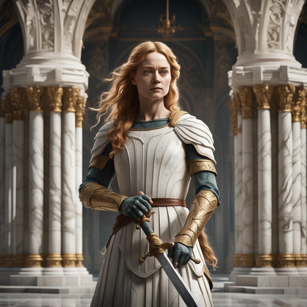 Marble Sculpture of a Warrior in Renaissance Style