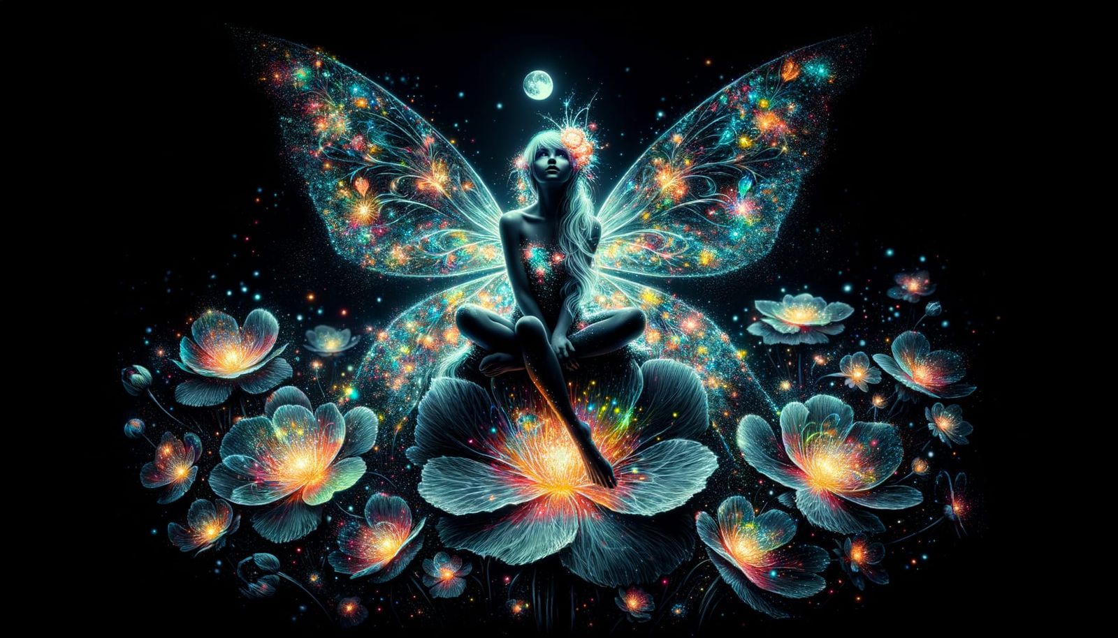 Enchanted Moon Fairy Blooms in Whimsical Garden Scene