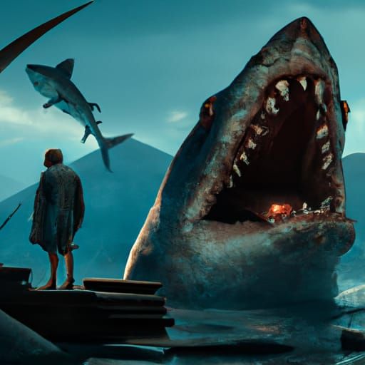 Detailed Shark Attack Fantasy Concept Art