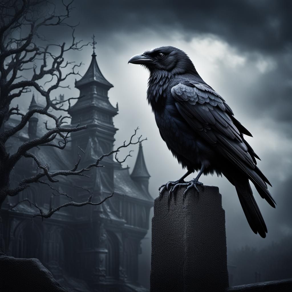 Hyperrealistic Raven in Sharp Focus