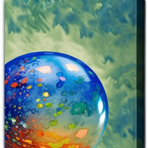 Water Ball as Gouache Style Painting