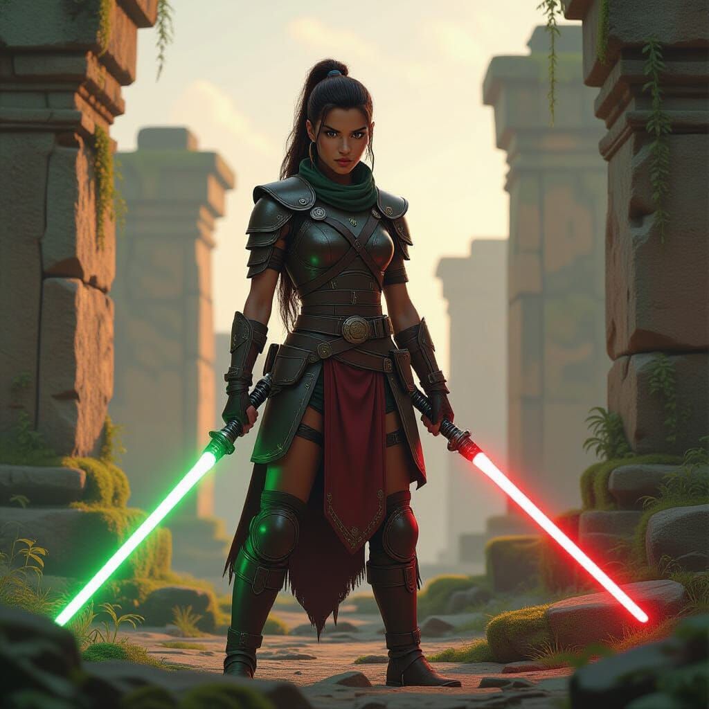 Ahsoka Tano with Lightsaber in Cinematic Style