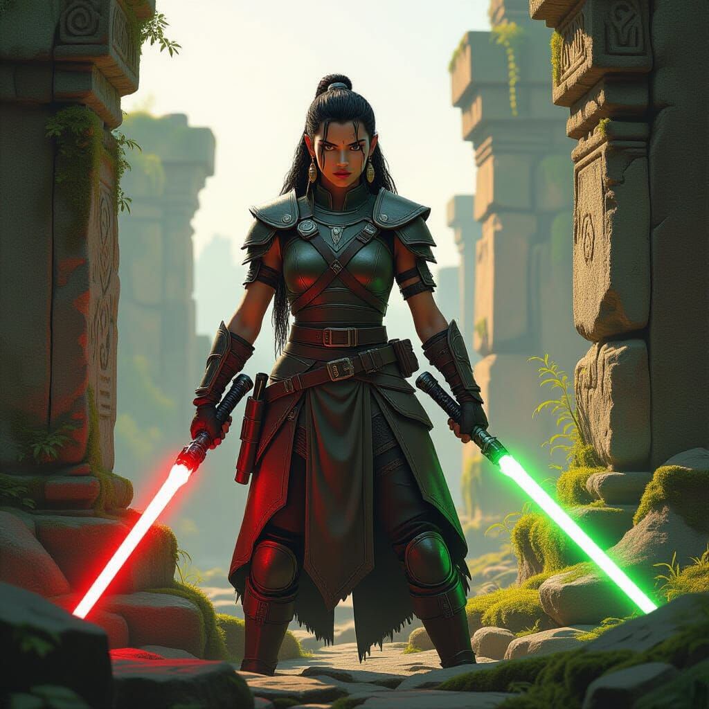 Ahsoka Tano: Togruta Warrior in Ancient Ruins