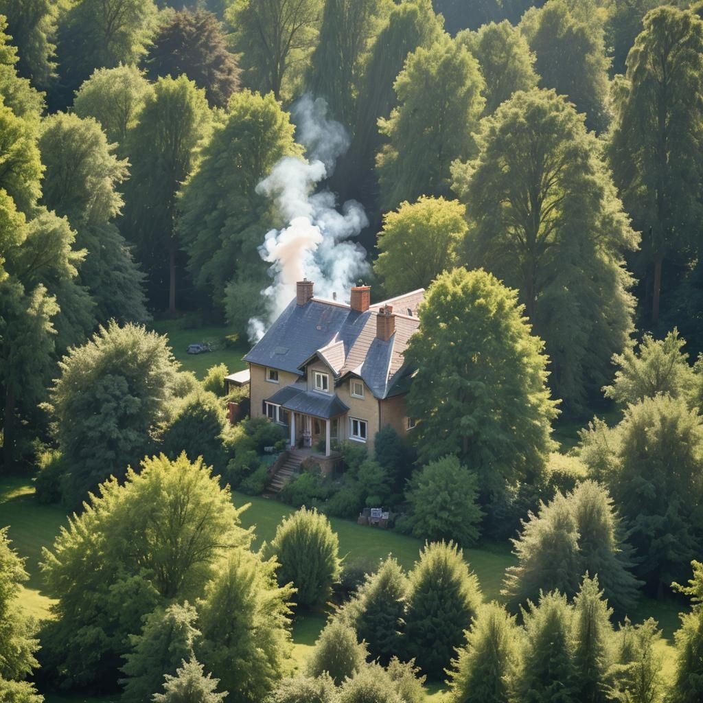 Idyllic House Partially Hidden by Trees