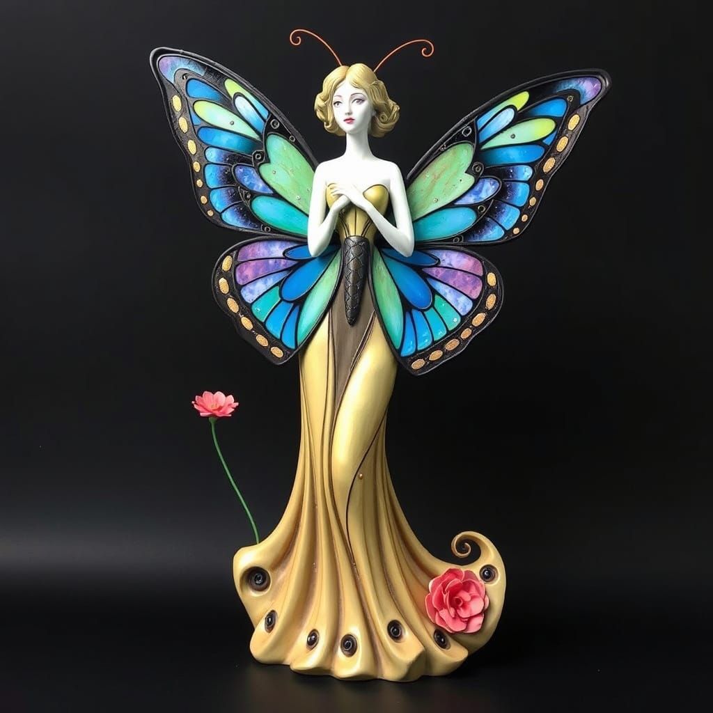 Abstract art deco butterfly lady in the style of,John Morris...