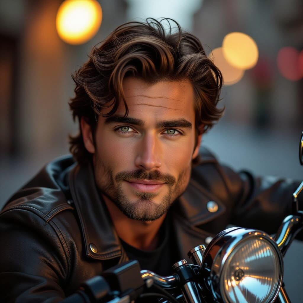 Handsome Biker with Ethereal Glow