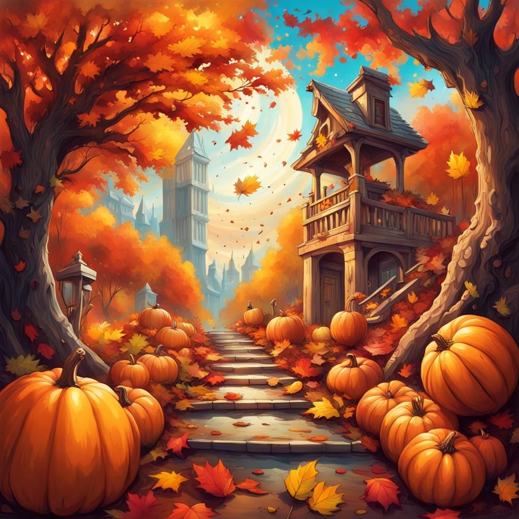 Mystical Autumnal Equinox Celebration in Graffiti Style