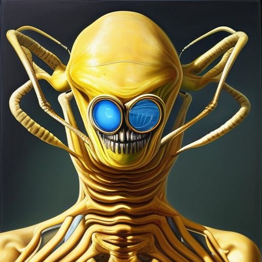 Hyperrealistic Alien Fly Painting in Surreal Style