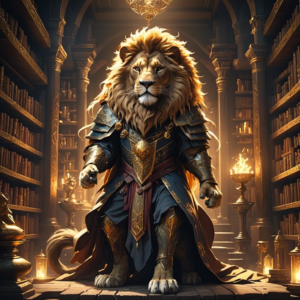 Lion Wizard in Anime Style 3D Chamber