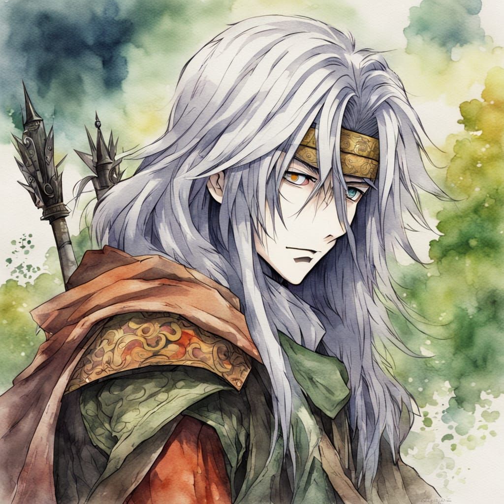 Anime Character Gilbert in Watercolor Style