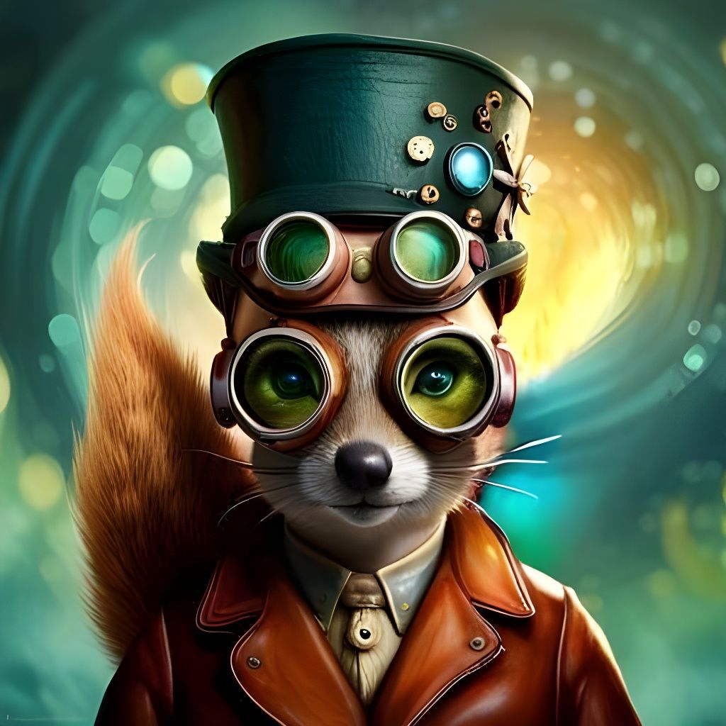 Steampunk Squirrel Portrait in Hyperrealistic 3D Render