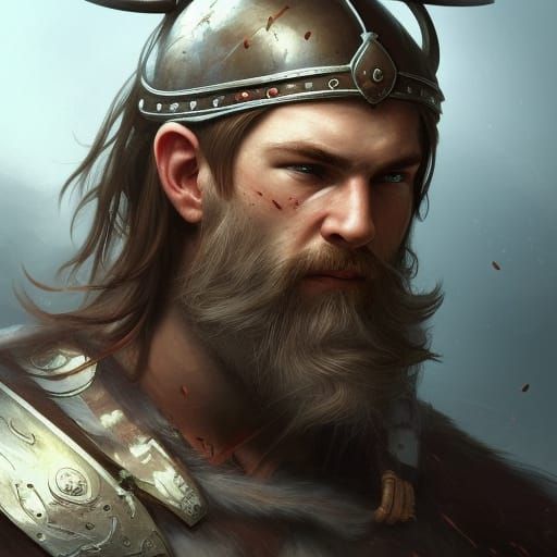 Viking Warrior Portrait in Hyperdetailed Digital Art Style