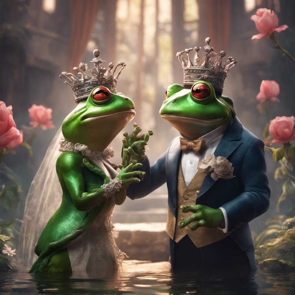 Frogs Celebrate Their Wedding in Detailed Matte Painting