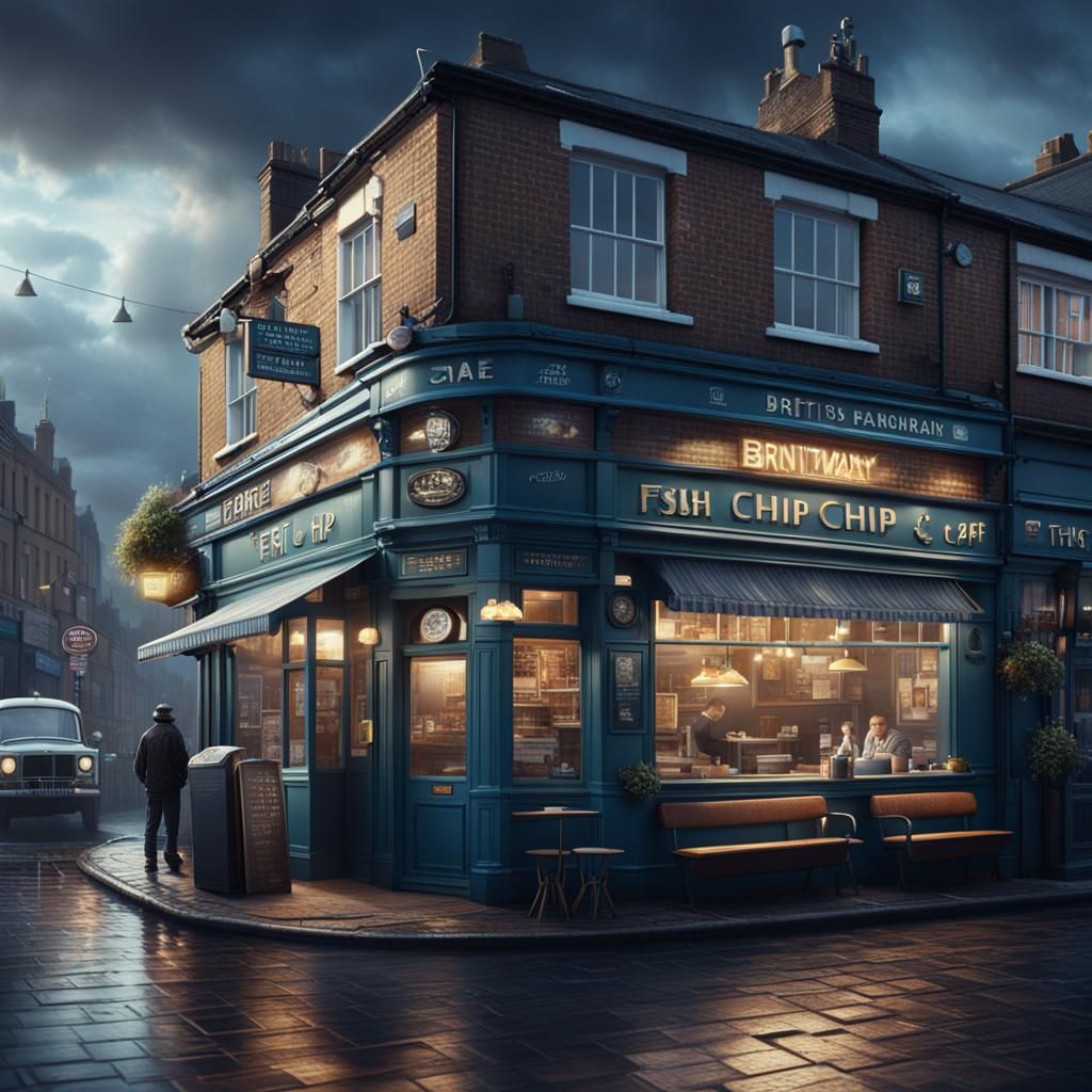 British Fish and Chip Shop: Digital Matte Painting