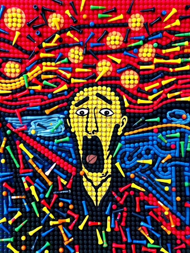 Vibrant Tack Collage of The Scream in Pop Art Style
