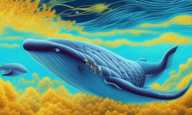 Blue Whale in Stormy Underwater Scene