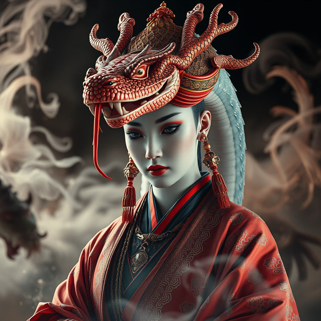 Serpent Goddess in Chinese Attire: Cinematic HDR