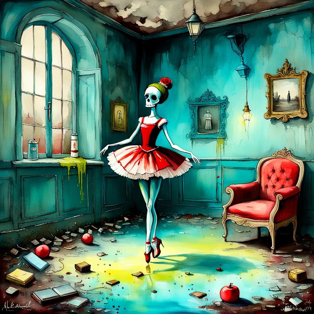 Surreal Death in Paradise: Watercolour and Oils