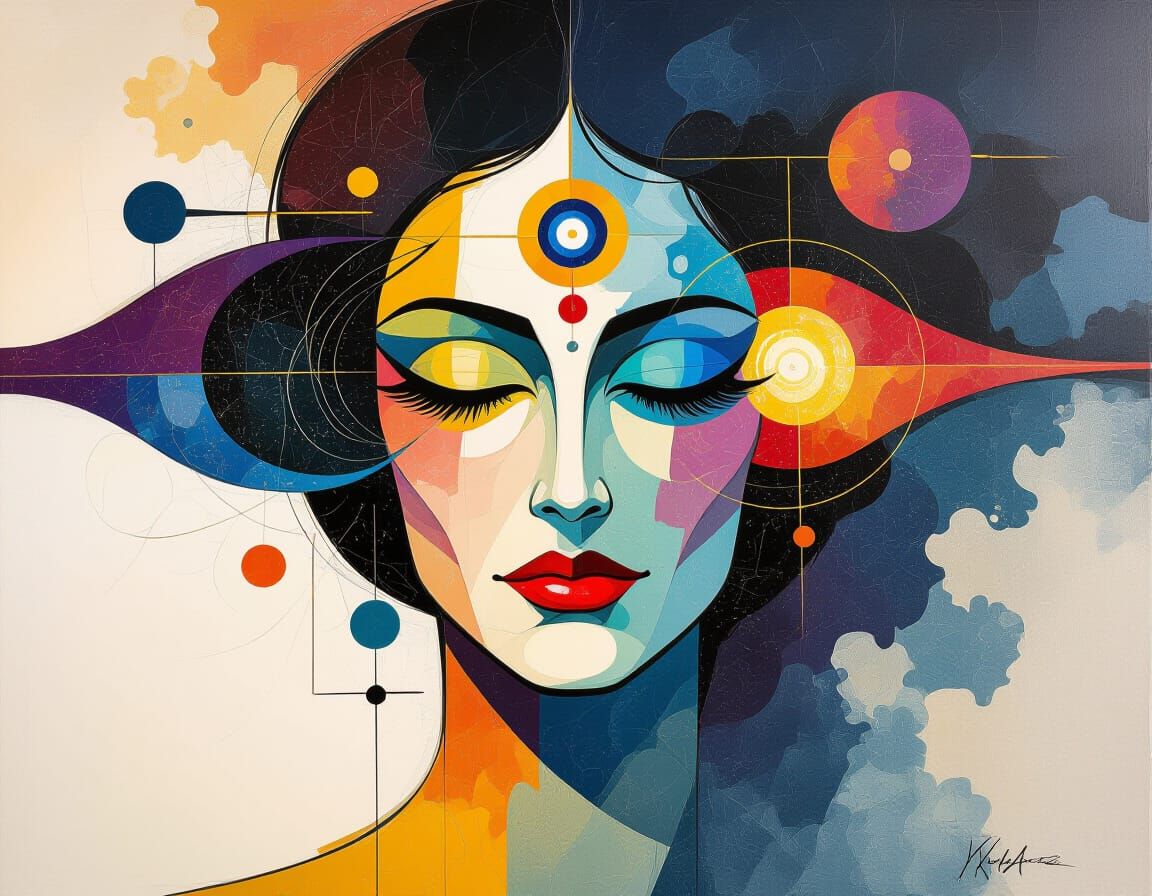 Nebula Goddess in Sienkiewicz and Kandinsky Style