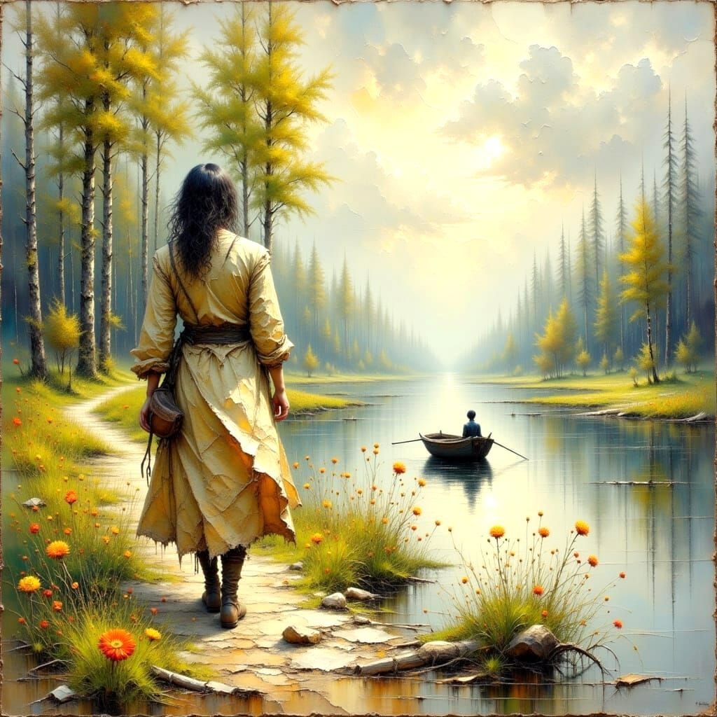 Stone Carried on River with Volumetric Brushstrokes