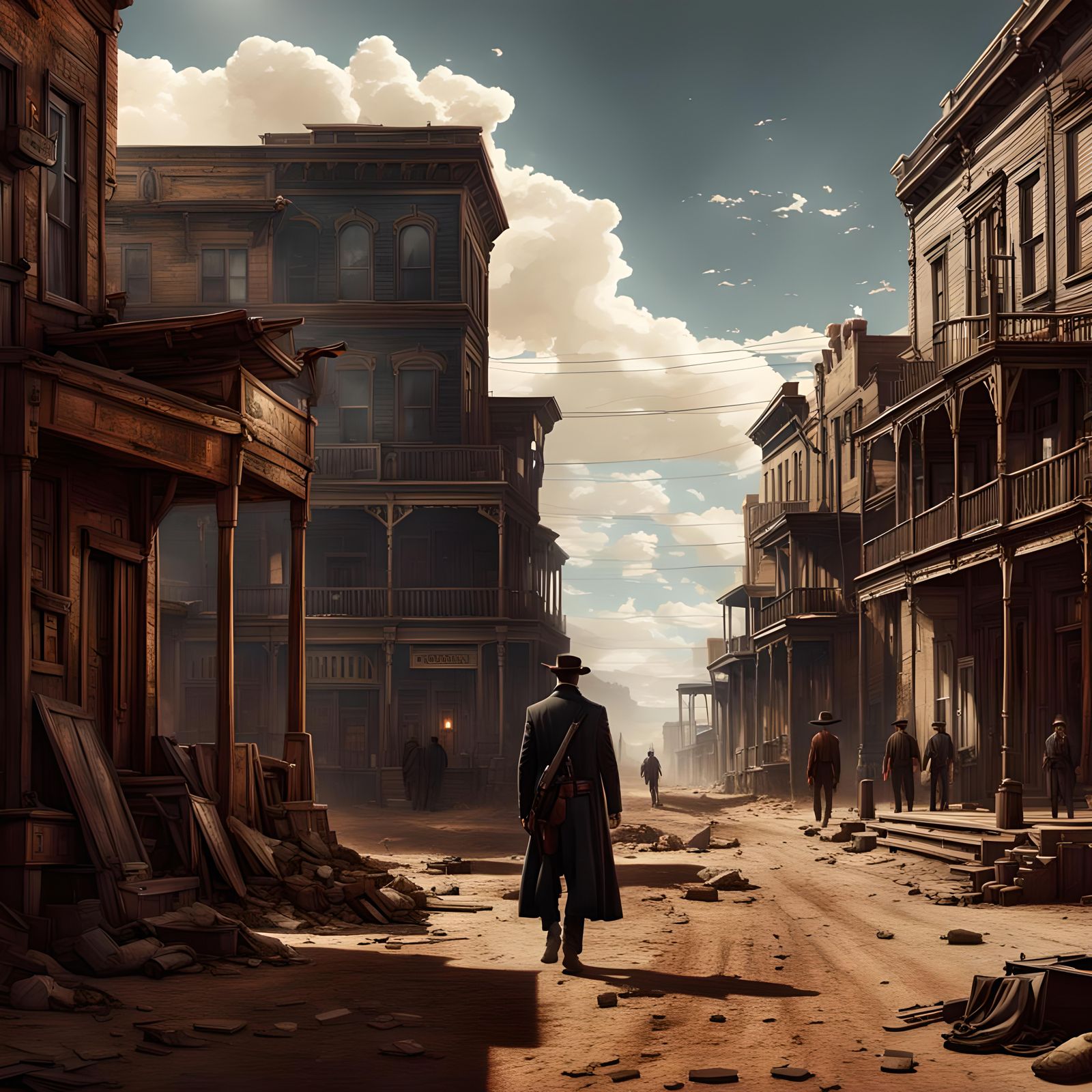 Dystopian Gunslingers at High Noon: Digital Matte Painting