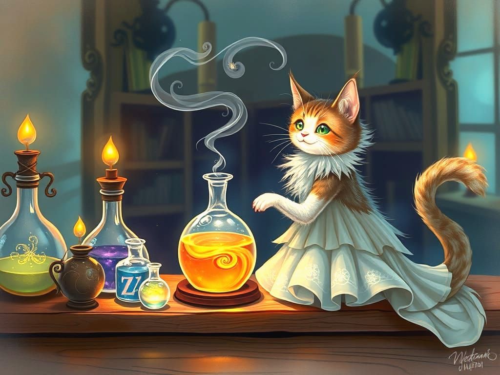 Magical Cat Transformation Potion Into Woman