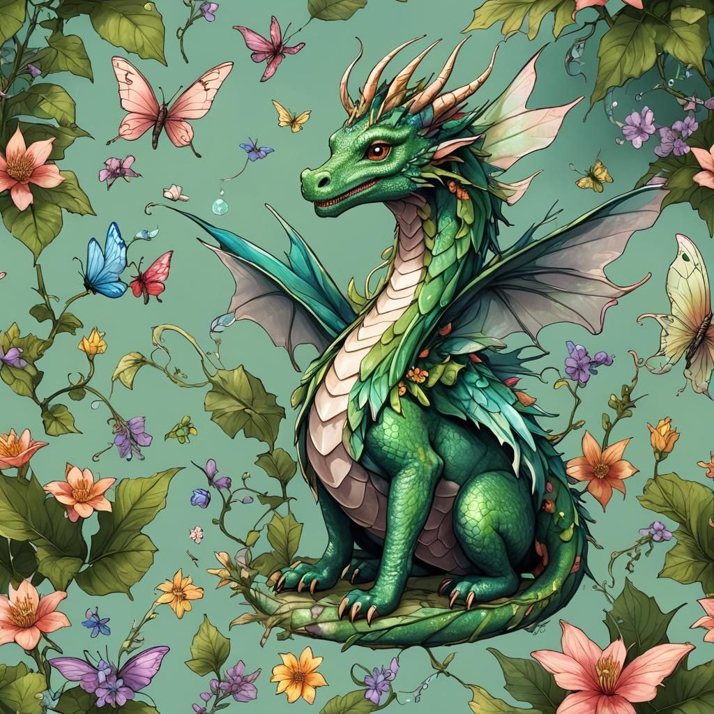 Enchanting Fairy Dragon in a Whimsical Style