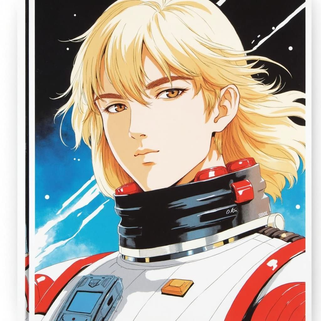 Vintage Japanese Manga-Style Watercolor Sci-Fi Pilot Cover A...