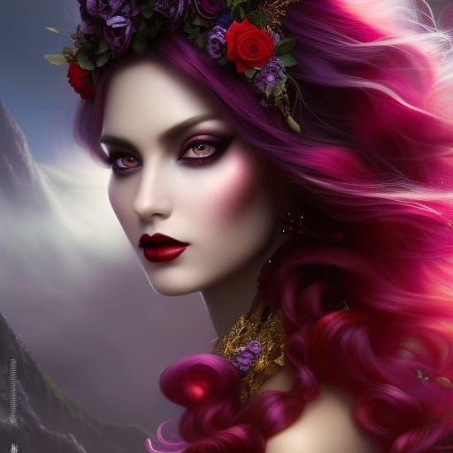 Dark Fairy Portrait in Fantasy Art Style