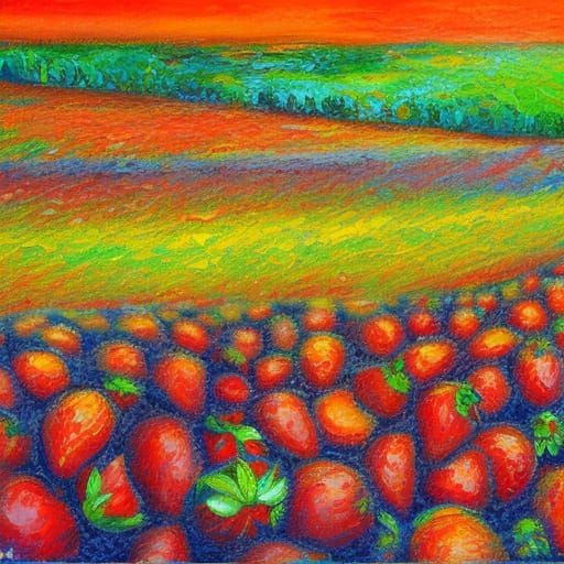 Strawberry Field as Impressionist Oil Painting