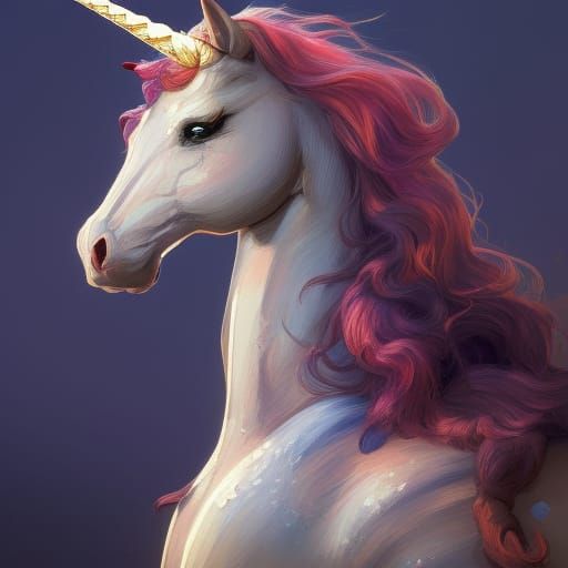 Fiery Unicorn Portrait in Hyperdetailed Style