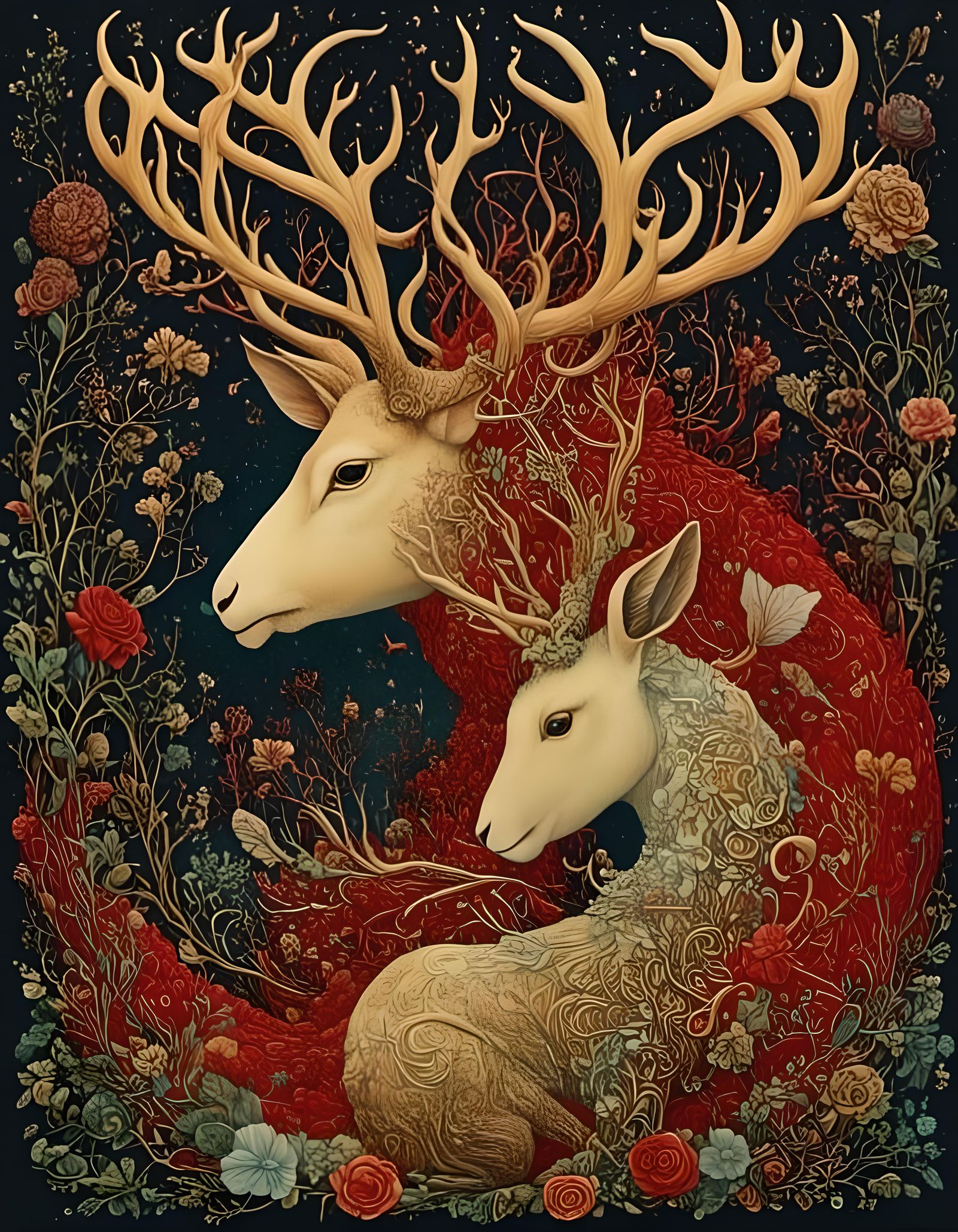 Cernunnos and Beltane Embrace: Spring Goddess Portrait