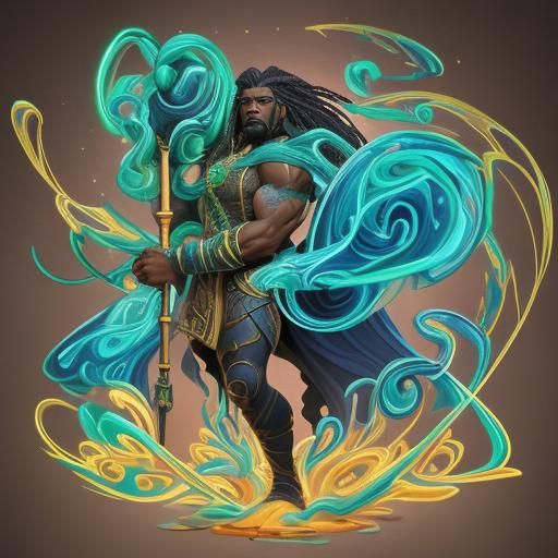 Regal Wizard with Electric Magic, Graffiti Art