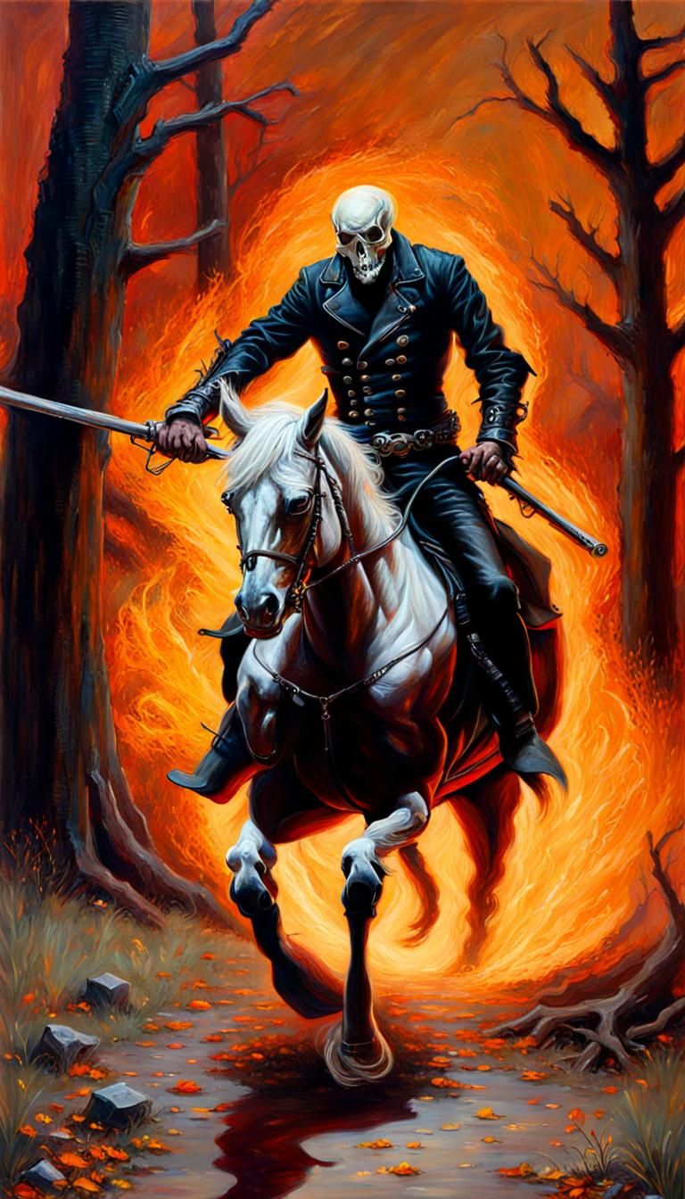 Headless Horseman Ghost Rider Oil Painting