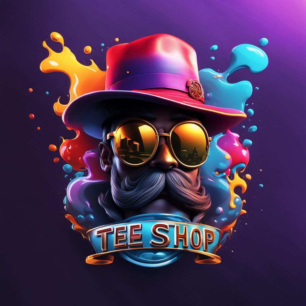Tee N Hat Shop Logo Design in Splash Art Style