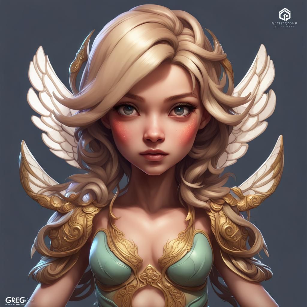 Chibi Angel Portrait in Hyperdetailed Style