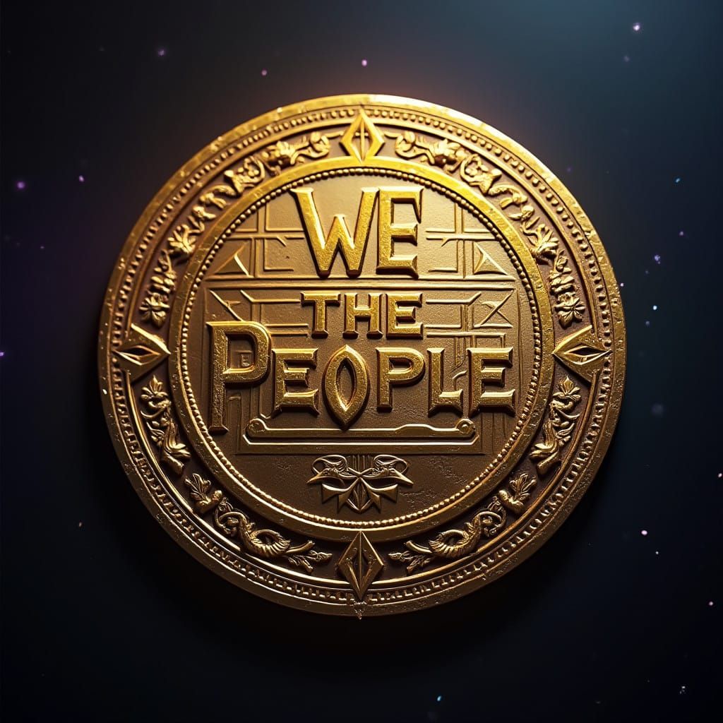 Luxurious Gold Coin with Intricate Geometric Design