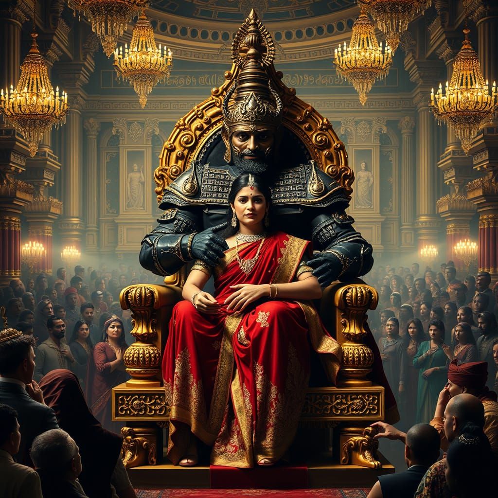 Regal Scene in Cyberpunk Aesthetic