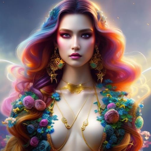 Goddess Rising: Splash Art Portrait in Ethereal Style