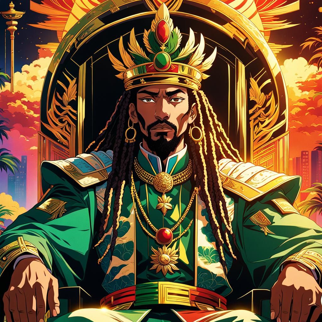 Anime Portrait: Rastafarian Dictator on Throne