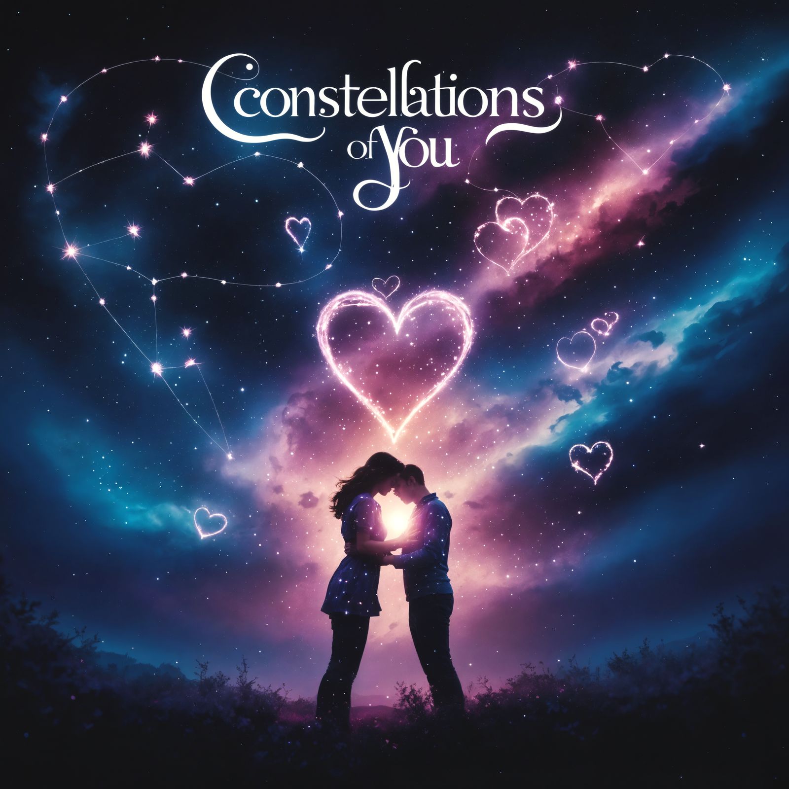Surreal Starry Night Sky Album Art in a Romantic, Cinematic...